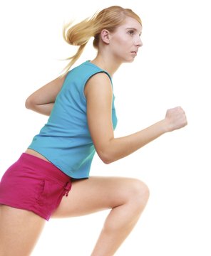 Fitness girl sport woman running jogging isolated