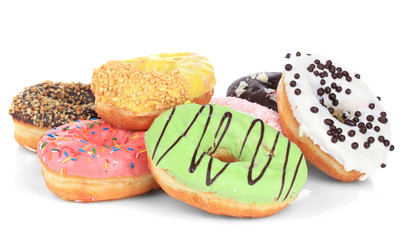 Sweet donuts isolated on white