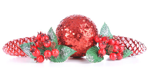 Composition of Christmas decorations isolated on white