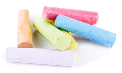 Chalks in variety of colors, isolated on white