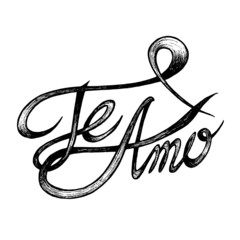 Te Amo ( I love You ) - Hand drawn quotes, black on white