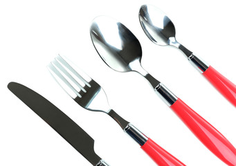 Kitchen cutlery isolated on white