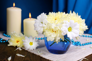 Beautiful chrysanthemum flowers in vase