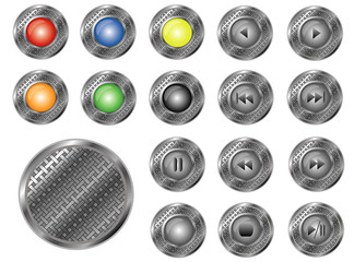 Round perforated buttons, vector