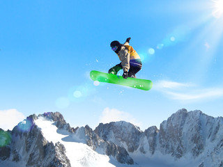 Snowboarder in jump