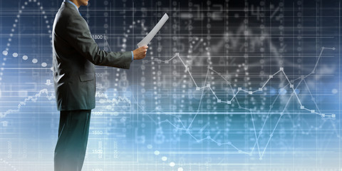 Business man on stage