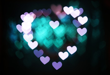 Bright heart bokeh background