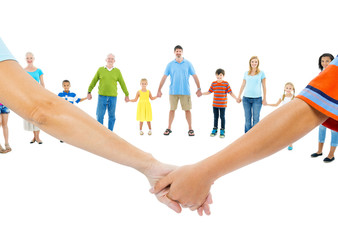 Large Group of People Holding Hand