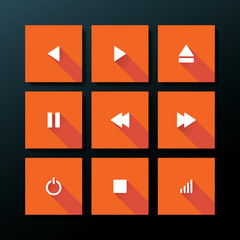 Vector flat media icon set