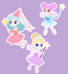 Cute Fairy Princess Character with Wings