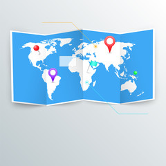 Vector world map with infographic elements.