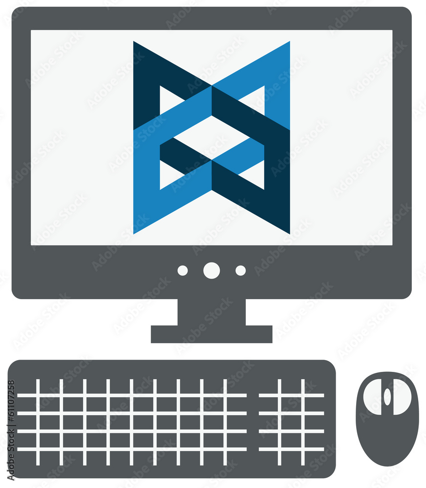 Poster vector icon of personal computer with backbone js sign on the sc