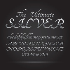 Silver Platinum Font and Numbers, Eps 10 Vector, Editable for an