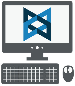 vector icon of personal computer with backbone js sign on the sc