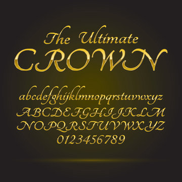 Luxury Golden Font and Numbers, Eps 10 Vector, Editable for any