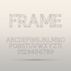 Line Framework Font and Digit, Eps 10 Vector, Editable for any B
