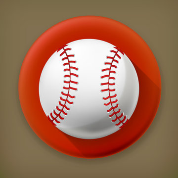 Baseball, long shadow vector icon