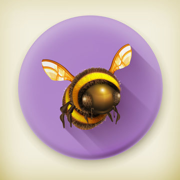 Bee, long shadow vector icon