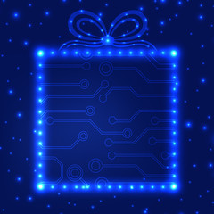 Obraz premium EPS10 circuit board christmas gift box background