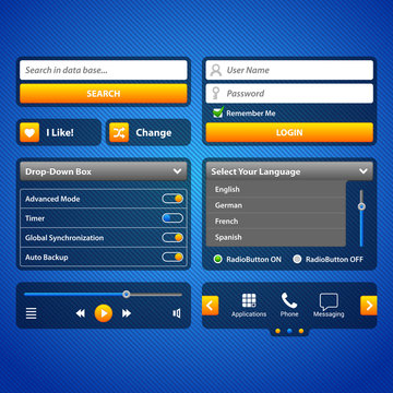 Simple UI Elements Blue Yellow.