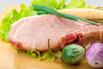 Raw t-bone steak