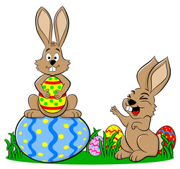 Osterhasen mit Ostereiern