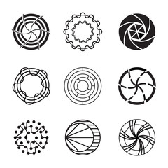 Abstract black and white icon, sign and infographic element - 61111619