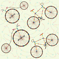 Seamless background with carnival bike, serpentine