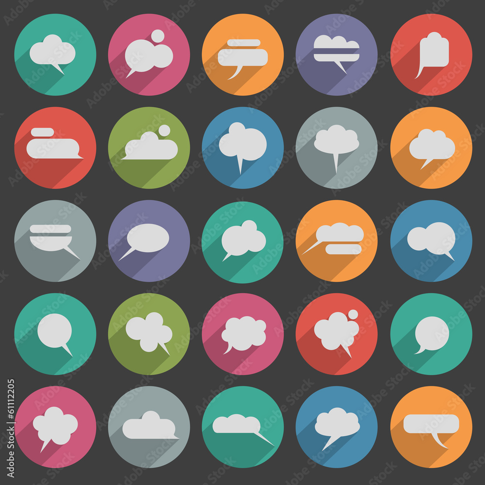Poster message bubble icons with long shadow