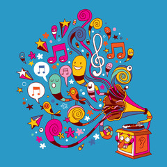 Naklejka premium fun gramophone