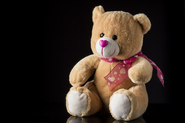 toy teddy bear on a black background