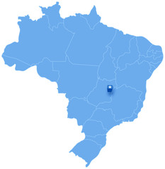 Map of Brazil where federal district is pulled out