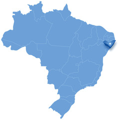 Map of Brazil where Alagoas is pulled out