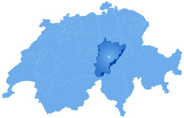 Naklejka premium Map of Switzerland where Uri is pulled out
