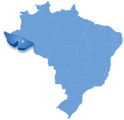 Map of Brazil where Acre is pulled out