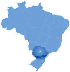 Map of Brazil where Parana is pulled out