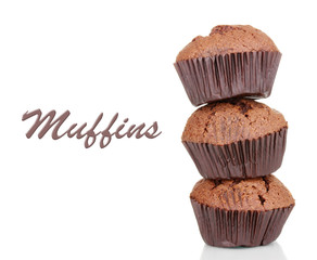 Fresh muffins isolated on white