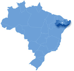 Map of Brazil where Pernambuco is pulled out