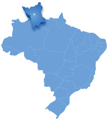 Map of Brazil where Roraima is pulled out