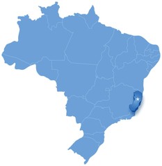 Map of Brazil where Espirito Santo is pulled out