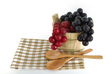 Wooden cooking utensils with bucket