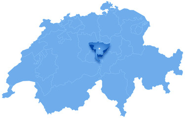 Map of Switzerland where Nidwalden is pulled out