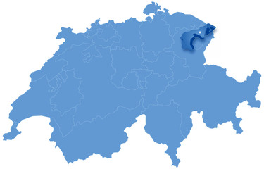 Map of Switzerland where Appenzell  Ausserrhoden is pulled out