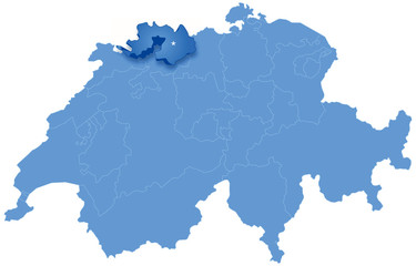 Fototapeta na wymiar Map of Switzerland where Basel -Landschaft is pulled out