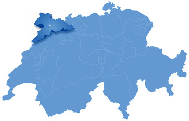 Map of Switzerland where Jura is pulled out
