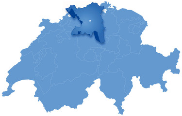 Map of Switzerland where Aargau is pulled out
