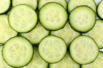 Slices of fresh cucumber, close up