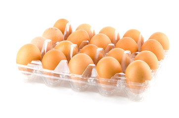 Eggs packed isolated white background