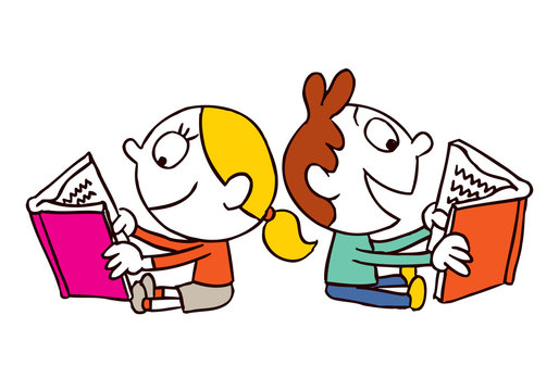 girl and boy reading books