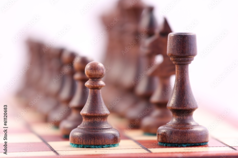 Poster chess on chessboard before the game